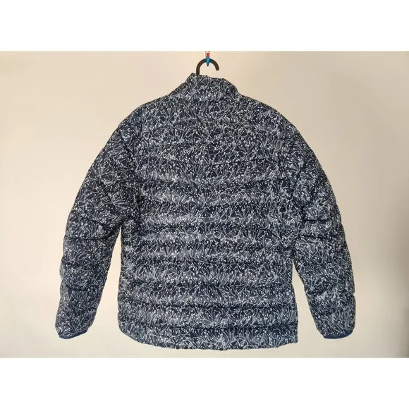(V) Land's End GIRLS BLUE FLOWERS PATTERN Puffer Jacket Sz L 14-16 COLD WEATHER